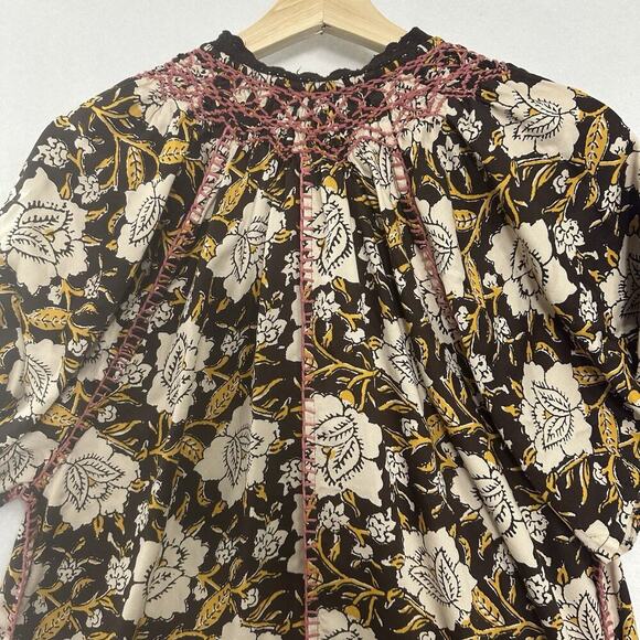 Natural Life Maxi Dress Women M Brown Floral Thick Stitching Boho Muumuu Country - Picture 10 of 16